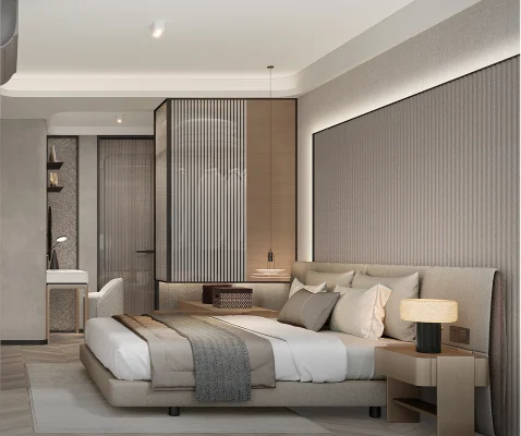 A bedroom in a modern interior