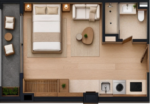 Studio apartment floor plan