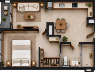 1 bedroom floor plan